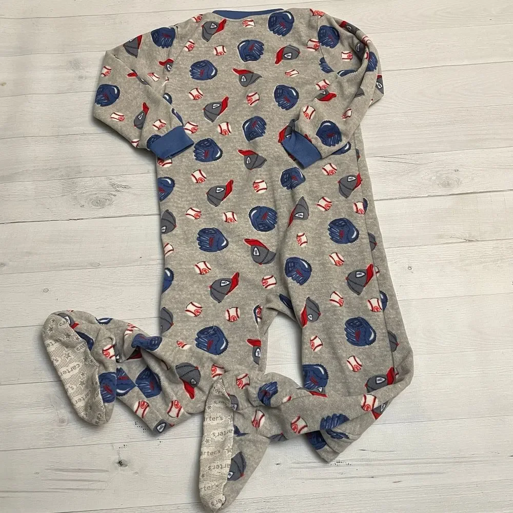Carters fleece one piece footed baseball pajamas 5t‎